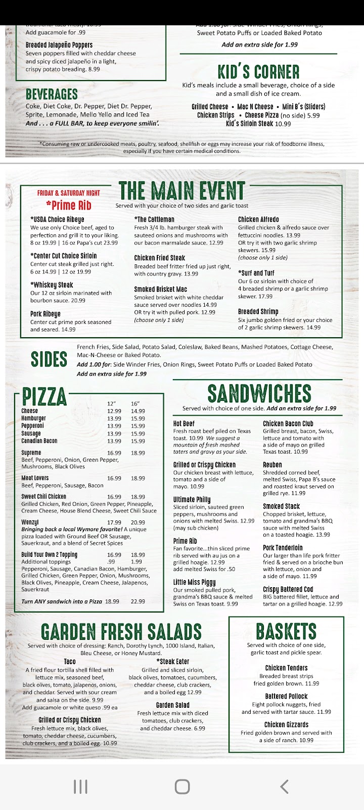 Papa Bs Keno & Grill | restaurant | 619 W Broad St, Blue Springs, NE 68318, USA | 4026458101 OR +1 402-645-8101