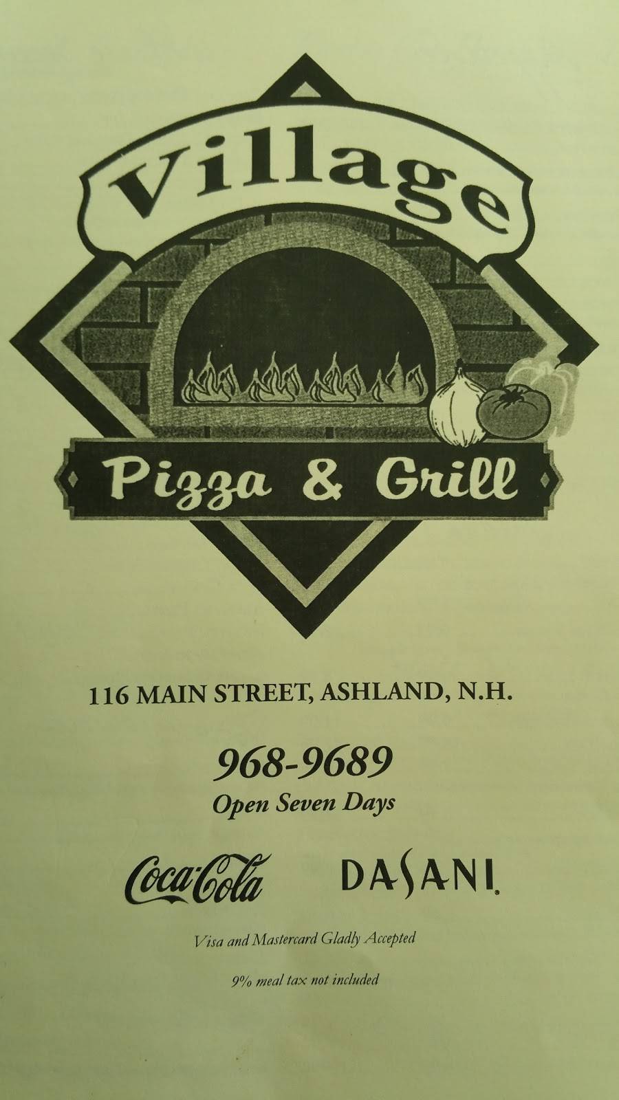 Village Pizza & Grill | restaurant | 116 Main St, Ashland, NH 03217, USA | 6039689689 OR +1 603-968-9689