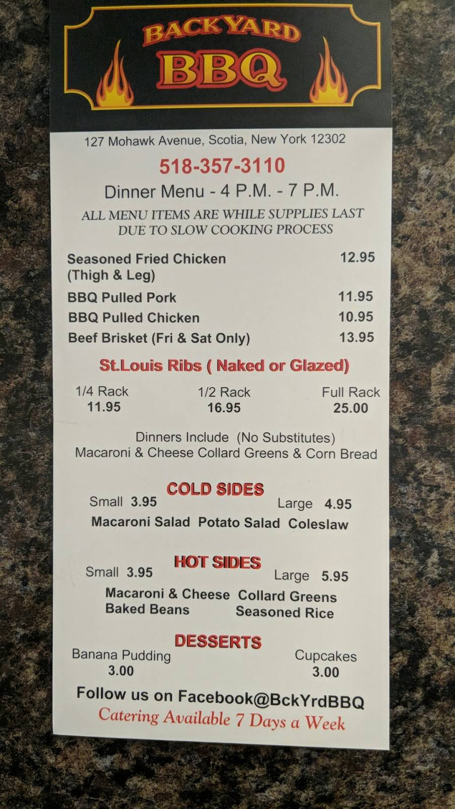 Backyard BBQ | restaurant | 127 Mohawk Ave, Scotia, NY 12302, USA | 5183573110 OR +1 518-357-3110