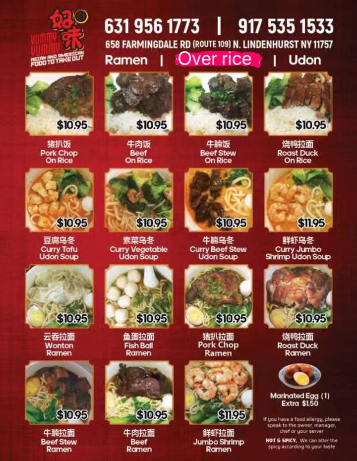 Yummy Yummy | restaurant | 658 NY-109, Lindenhurst, NY 11757, USA | 6319561773 OR +1 631-956-1773