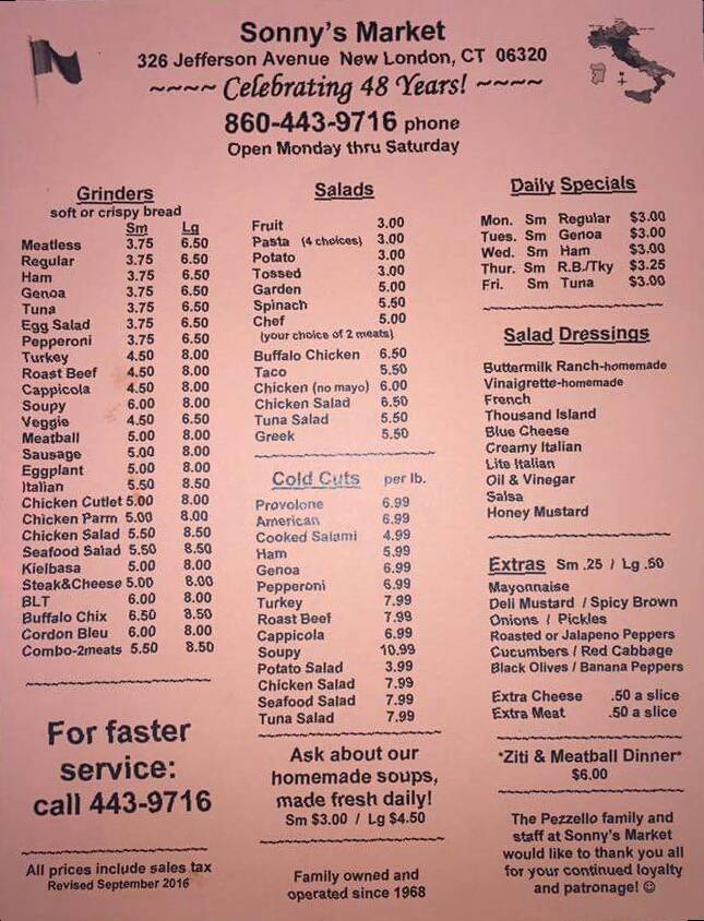 Sonnys Market | restaurant | 324 Jefferson Ave, New London, CT 06320, USA | 8604439716 OR +1 860-443-9716