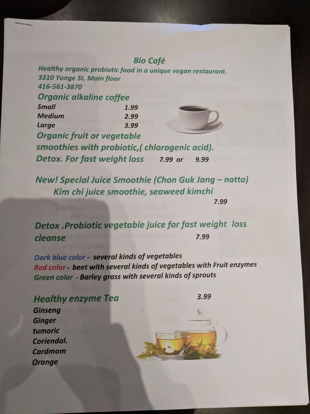 Bio Cafe | restaurant | 3310 Yonge St, Toronto, ON M4N 2M4, Canada | 4165613870 OR +1 416-561-3870