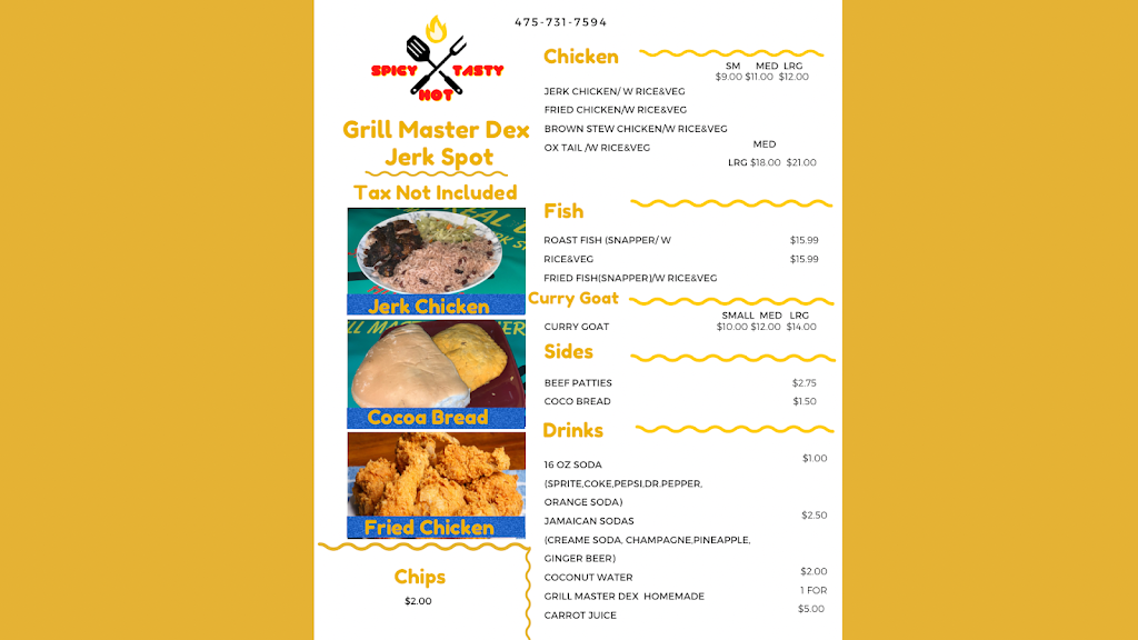 Grill Master Dex Jerk Spot | restaurant | 4700 Park Ave, Bridgeport, CT 06606, USA | 4757317594 OR +1 475-731-7594