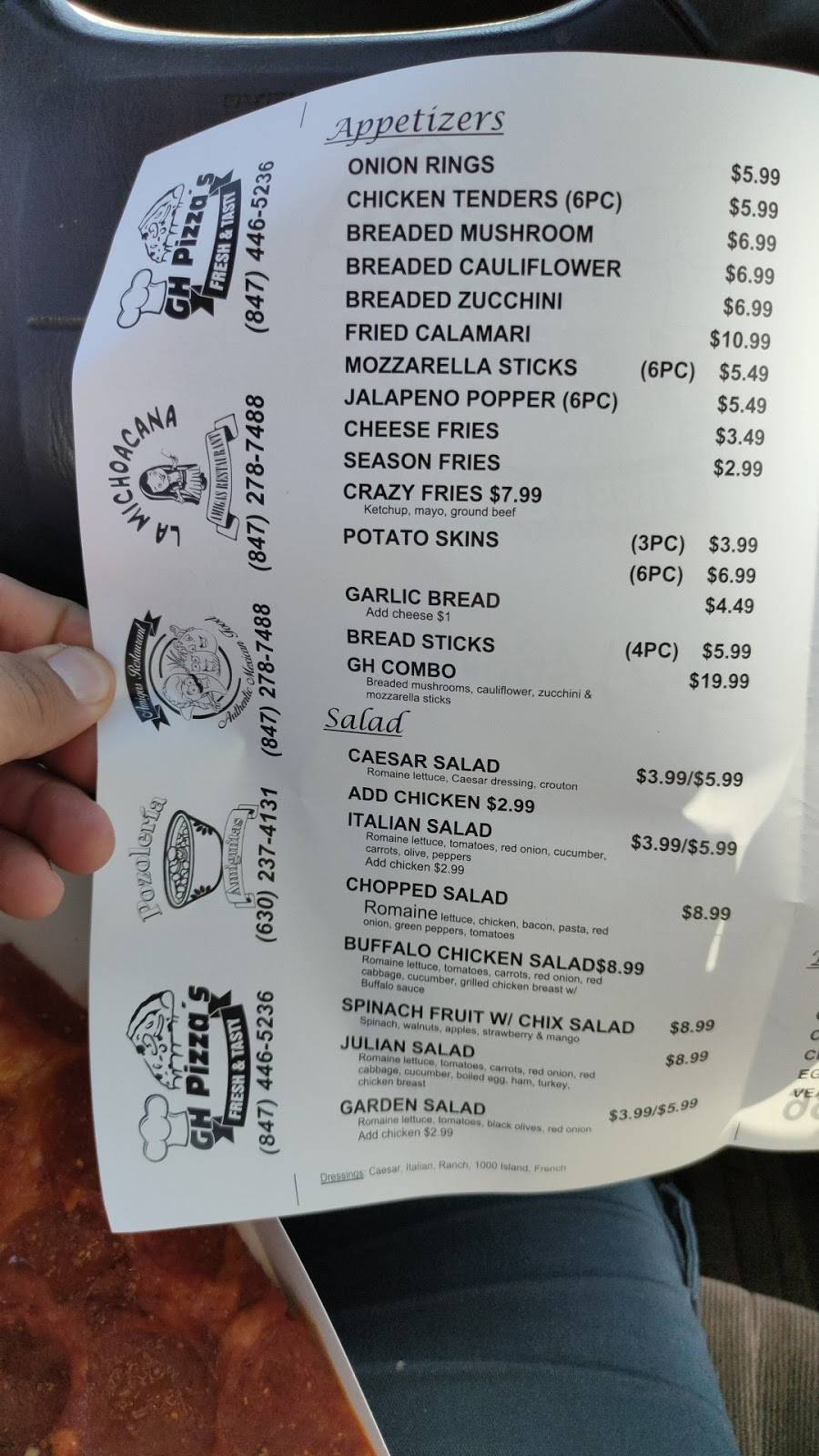 GH Pizzas | restaurant | 2113 Bloomingdale Rd, Glendale Heights, IL 60139, USA | 8474665236 OR +1 847-466-5236