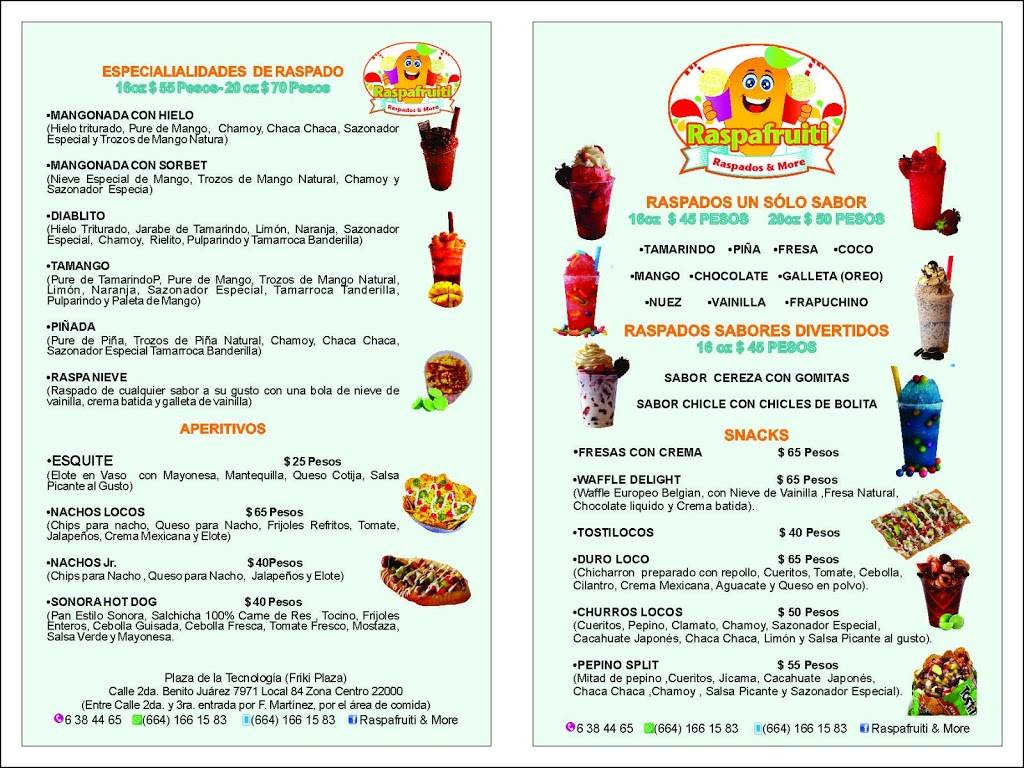 Raspafruiti Rapados & More | restaurant | Av. Miguel F. Martinez 886, Zona Centro, 22000 Tijuana, B.C., Mexico | 016246384465 OR +52 624 638 4465
