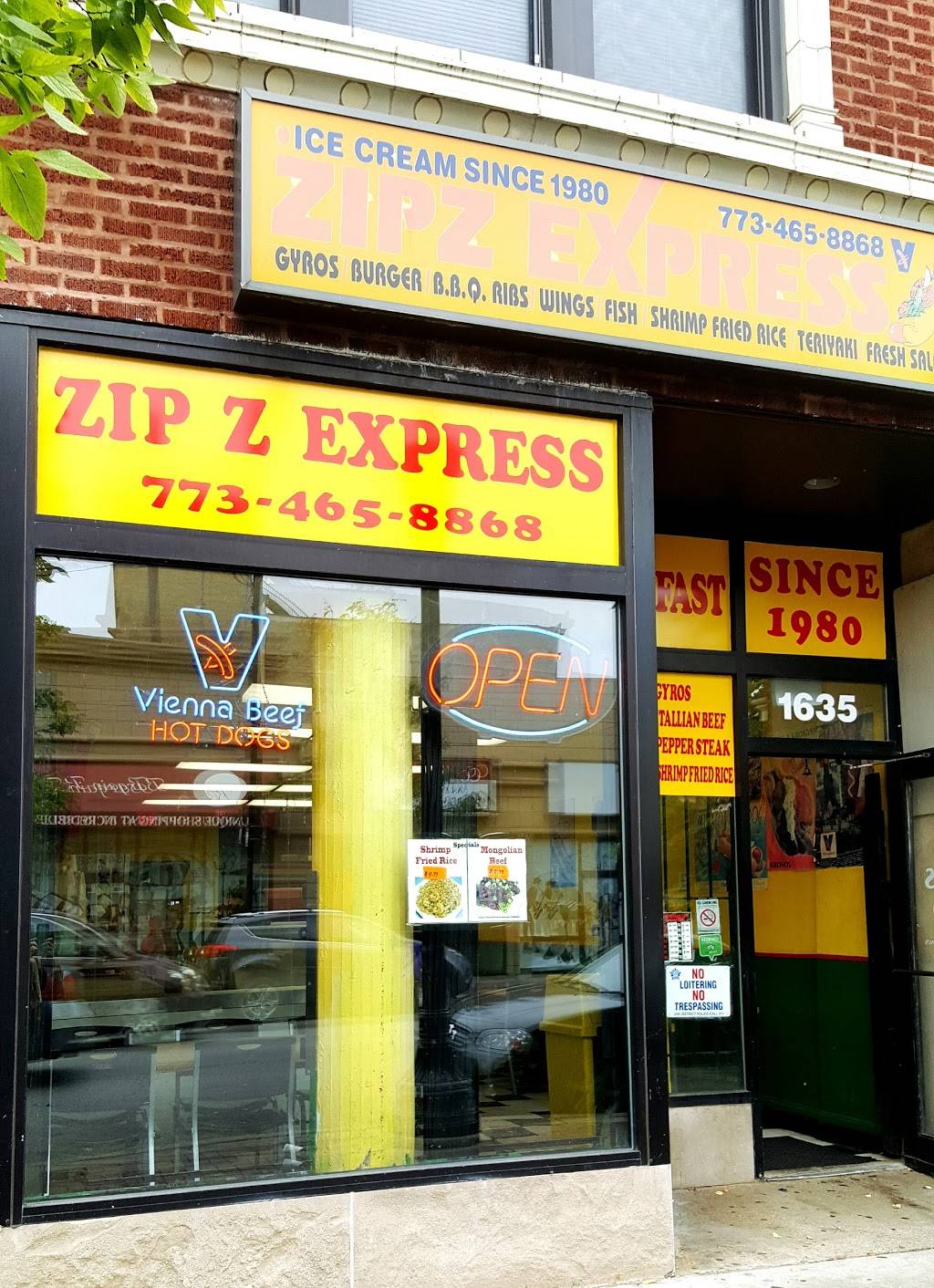 Zip Z Express | restaurant | 1635 Howard St, Chicago, IL 60626, USA | 7734658868 OR +1 773-465-8868