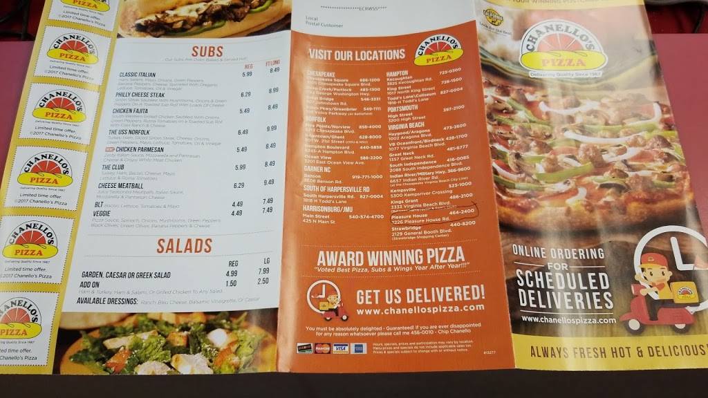 Chanellos Pizza #19 | meal delivery | 2226 Pleasure House Rd, Virginia Beach, VA 23455, USA | 7574642400 OR +1 757-464-2400