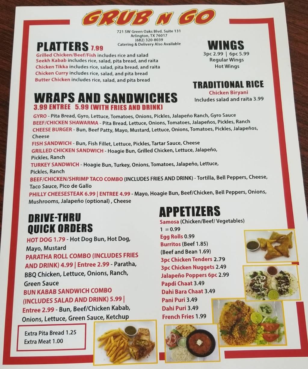 Grub N GO | restaurant | 721 SW Green Oaks Blvd Suite 131, Arlington, TX 76017, USA | 6823208039 OR +1 682-320-8039