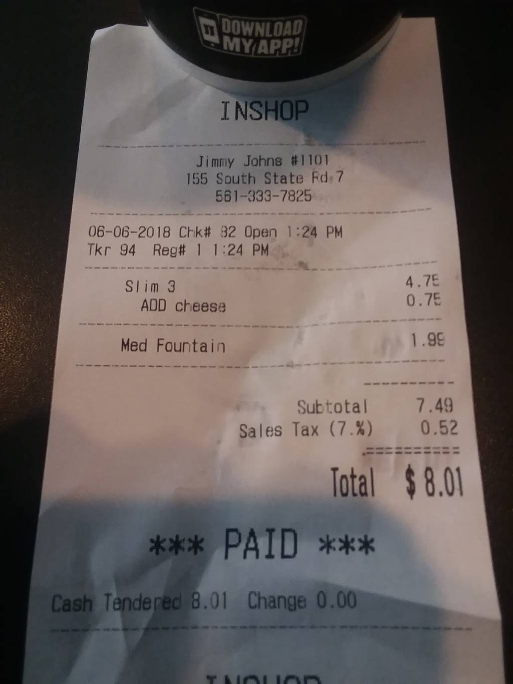 Jimmy Johns | meal delivery | 155 S State Rd 7, Royal Palm Beach, FL 33414, USA | 5613337825 OR +1 561-333-7825