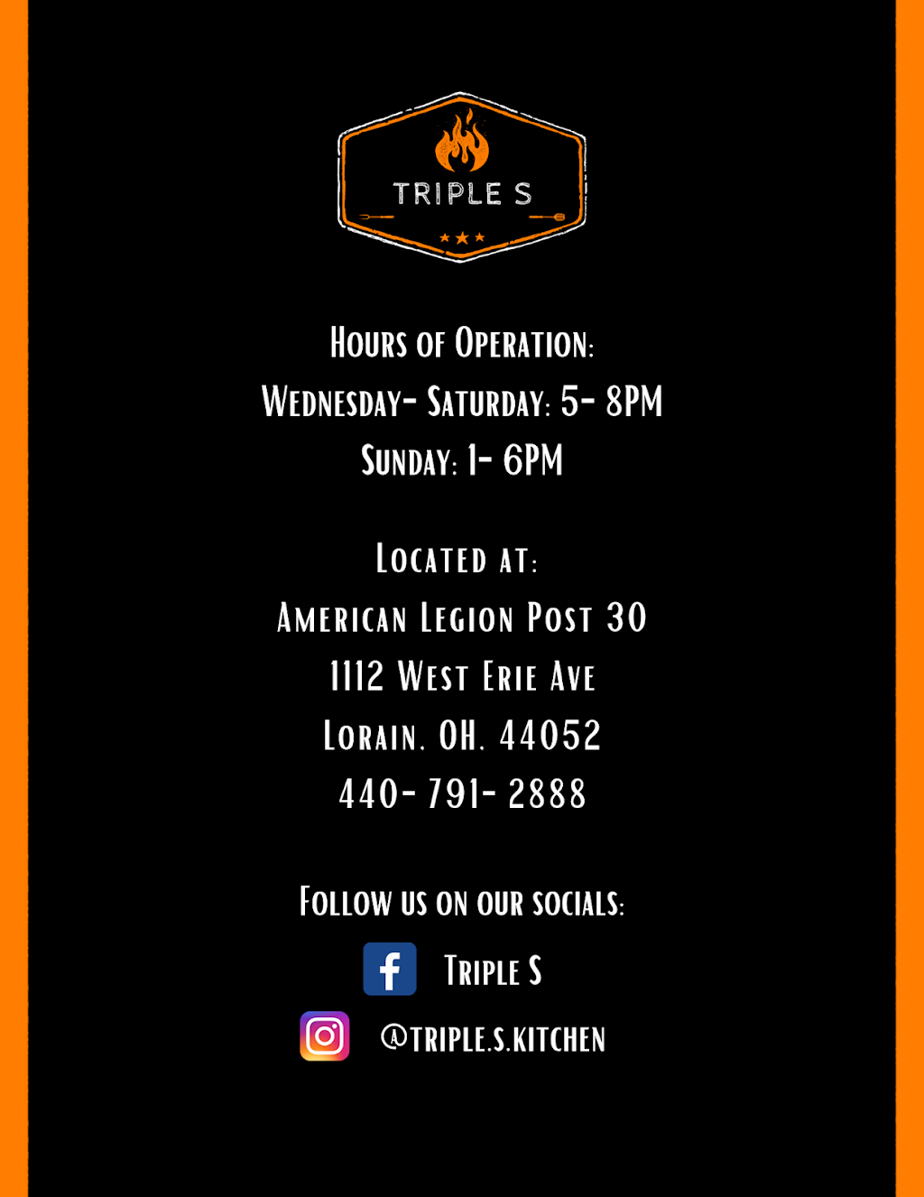 Triple S | restaurant | 1112 W Erie Ave, Lorain, OH 44052, USA | 4407912778 OR +1 440-791-2778