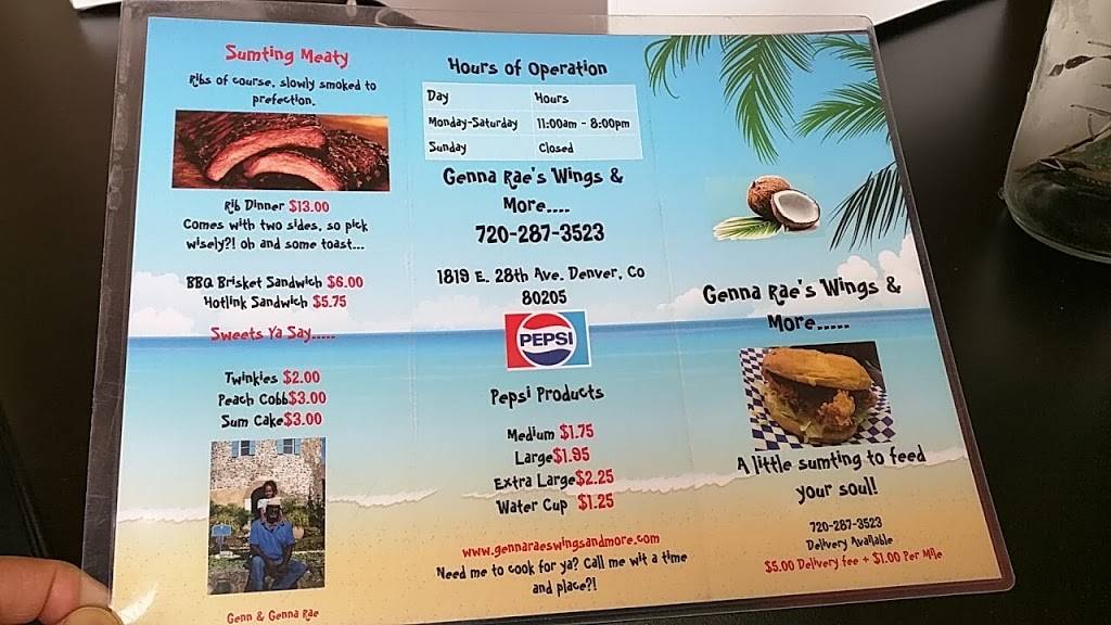 Genna Rae Wings & More... | meal takeaway | 1819 E 28th Ave, Denver, CO 80205, USA | 7202873523 OR +1 720-287-3523