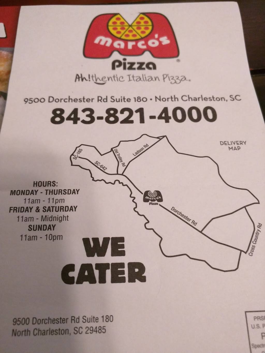 Marcos Pizza | meal delivery | 9500 Dorchester Rd, Summerville, SC 29485, USA | 8438214000 OR +1 843-821-4000