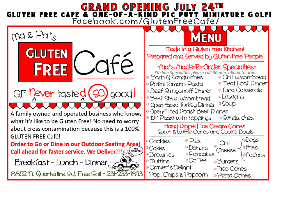 Gluten Free Cafe | restaurant | 8852 N Quarterline Rd, Free Soil, MI 49411, USA | 2312331893 OR +1 231-233-1893