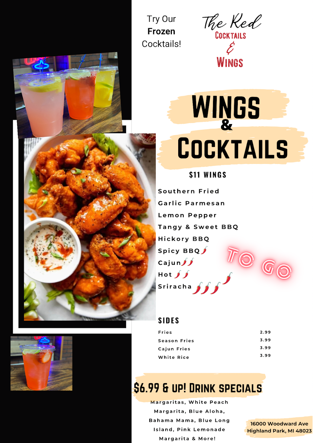 THE RED Cocktail & Wings | restaurant | 16000 Woodward Ave, Highland Park, MI 48203, USA | 3133345593 OR +1 313-334-5593