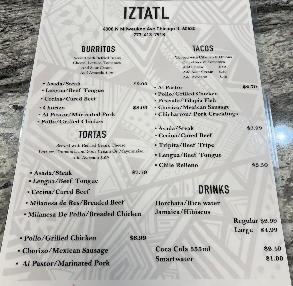 Iztatl Cocina Mexicana | restaurant | 4808 N Milwaukee Ave, Chicago, IL 60630, USA | 7734137918 OR +1 773-413-7918