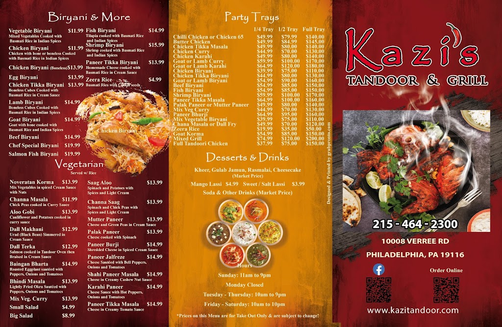 Kazis Tandoor & Grill | restaurant | 10008 Verree Rd, Philadelphia, PA 19116, USA | 2154642300 OR +1 215-464-2300