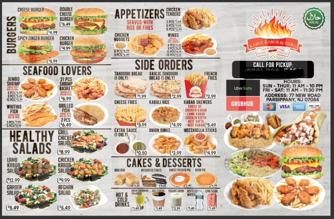 Kabul Kabob & Gyro | restaurant | 77 New Rd, Parsippany-Troy Hills, NJ 07054, USA | 9732270946 OR +1 973-227-0946