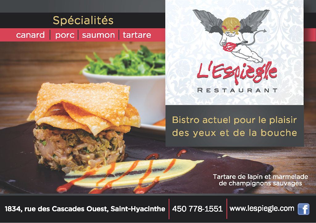 Restaurant LEspiègle | restaurant | 1834 Rue Des Cascades O, Saint-Hyacinthe, QC J2S 5J6, Canada | 4507781551 OR +1 450-778-1551