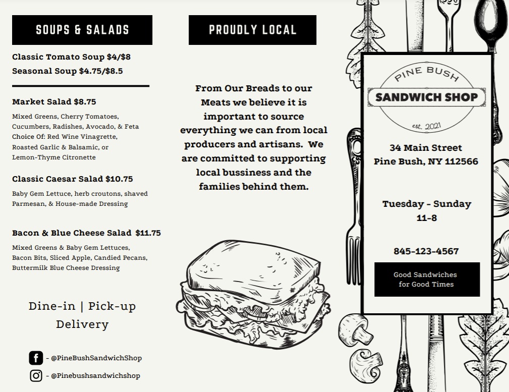 Pine Bush Sandwich Shop | restaurant | 34 Main St, Pine Bush, NY 12566, USA | 8455244851 OR +1 845-524-4851