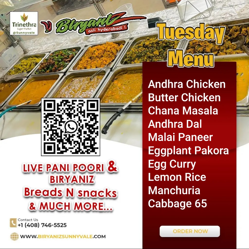 Biryaniz Sunnyvale (Trinetra food court) | restaurant | 812 W El Camino Real, Sunnyvale, CA 94087, USA | 4087465525 OR +1 408-746-5525