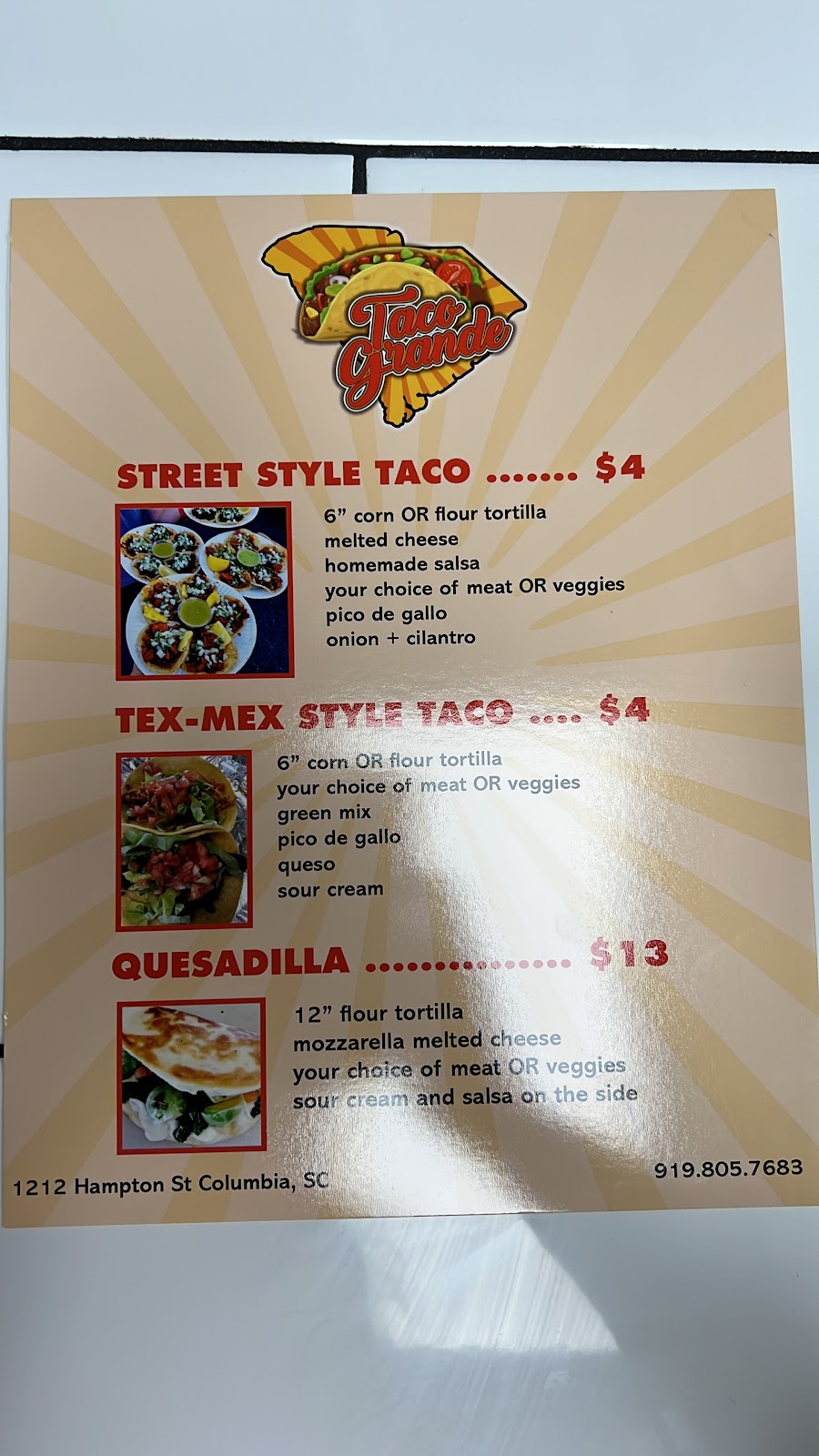 Taco Grande | restaurant | 1212 Hampton St, Columbia, SC 29218, USA | 9198057683 OR +1 919-805-7683