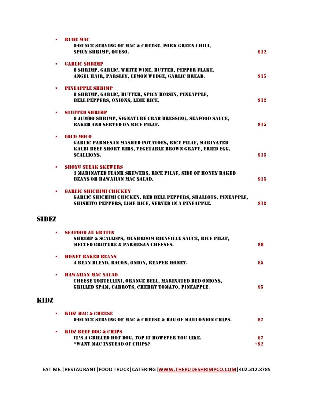 THE RUDE SHRIMP CO. | restaurant | 800 N Front St Suite 9, Waterloo, NE 68069, USA | 4023128785 OR +1 402-312-8785