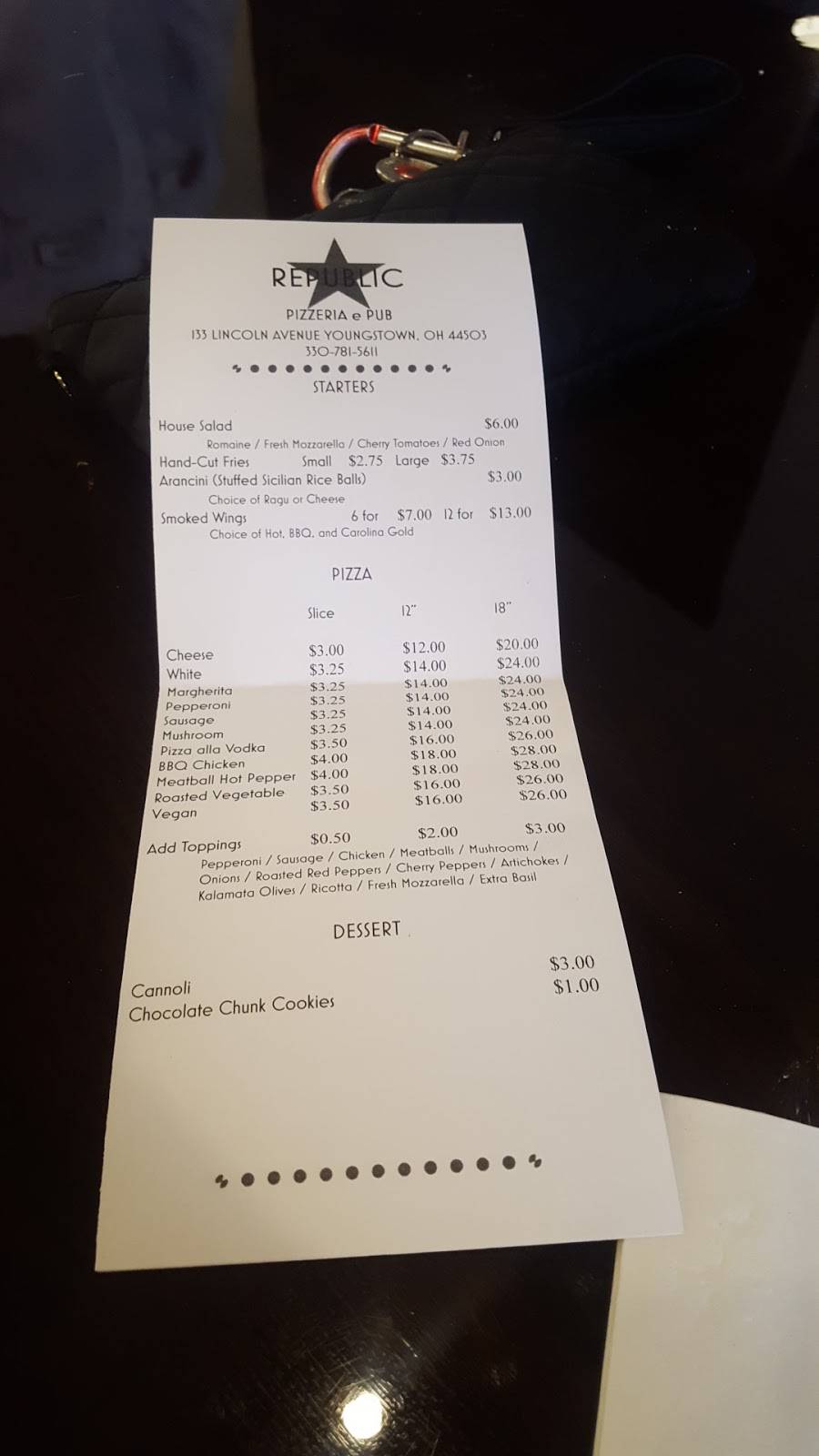 Republic Pizzeria e Pub | restaurant | 133 Lincoln Ave, Youngstown, OH 44503, USA | 3307815611 OR +1 330-781-5611