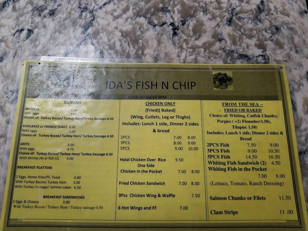 IDAS FISH N CHIPS | restaurant | 706 Jerusalem Ave, Uniondale, NY 11553, USA | 5162439623 OR +1 516-243-9623