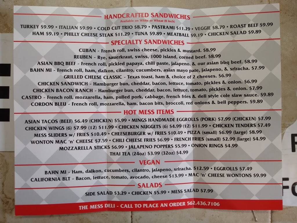 The Mess Deli | restaurant | 1770 E Broadway, Long Beach, CA 90802, USA | 5624368901 OR +1 562-436-8901