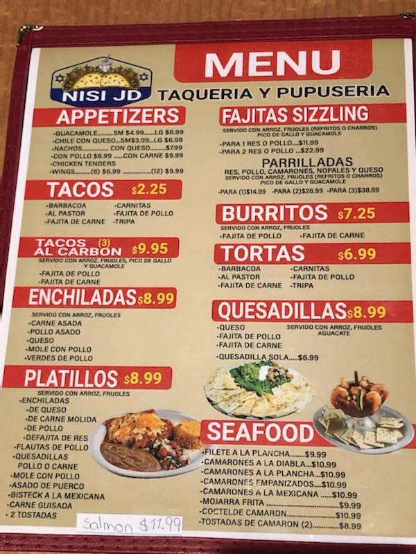 Nisi jd taqueria y pupuseria | restaurant | 1622 Federal Rd, Houston, TX 77015, USA | 8323064332 OR +1 832-306-4332
