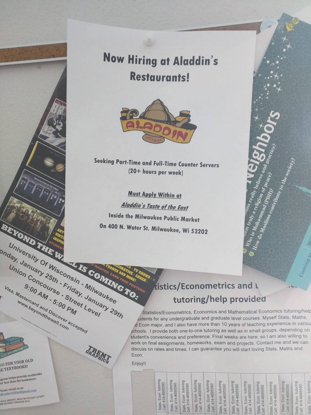 Aladdin | restaurant | 400 N Water St, Milwaukee, WI 53202, USA | 4142710400 OR +1 414-271-0400