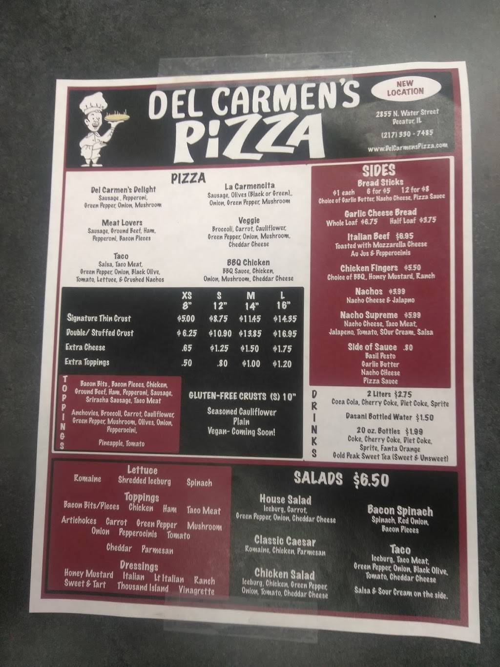 Del Carmens Pizza | restaurant | 2855 N Water St, Decatur, IL 62526, USA | 2173307485 OR +1 217-330-7485