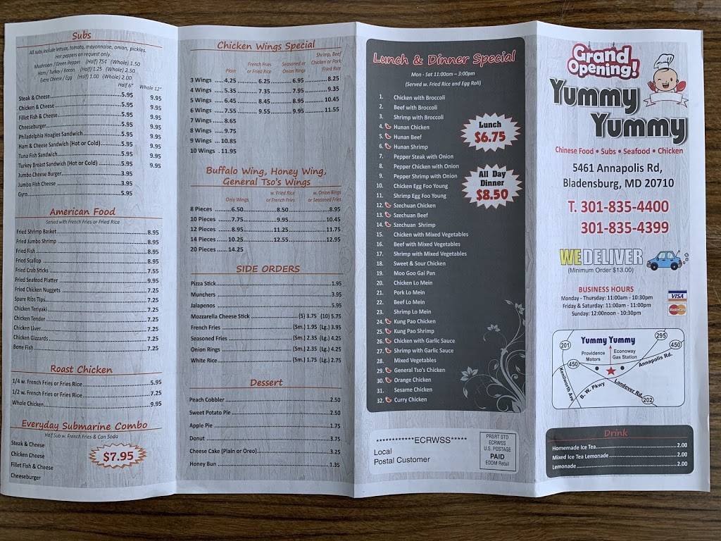 Yummy Yummy | restaurant | 5461 Annapolis Rd, Bladensburg, MD 20710, USA | 3018354400 OR +1 301-835-4400