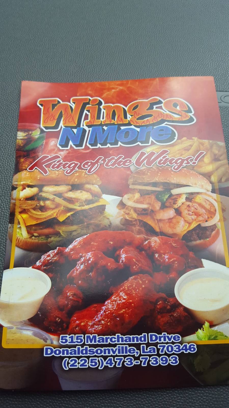 Wings N More | restaurant | 515 Marchand Dr, Donaldsonville, LA 70346, USA | 2254737393 OR +1 225-473-7393