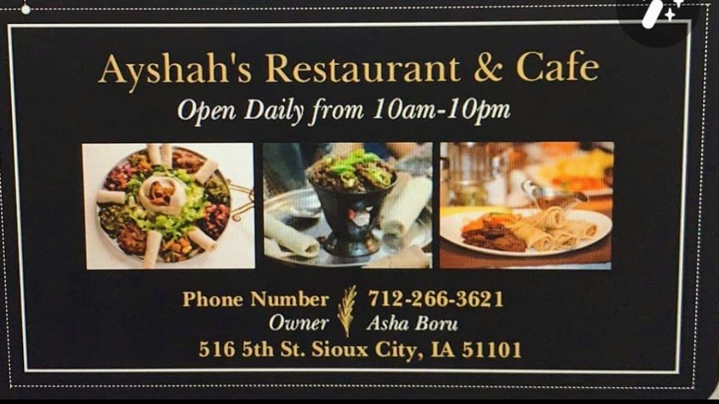 Ayshahs Restaurant & Cafe | restaurant | 518 5th St, Sioux City, IA 51101, USA | 7122663621 OR +1 712-266-3621