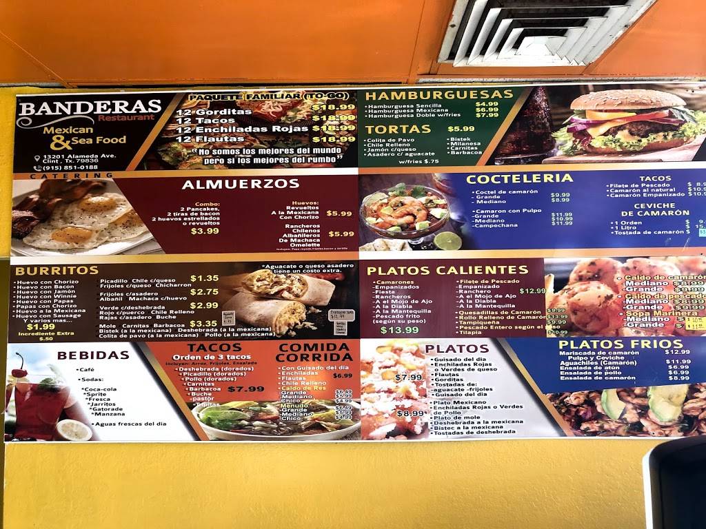 Banderas Restaurant | restaurant | 13201 Alameda Ave, Clint, TX 79836, USA | 9158510188 OR +1 915-851-0188
