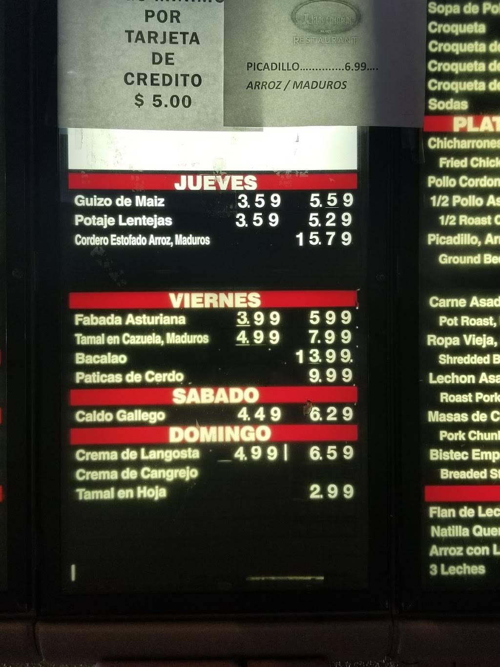 Islas Canarias | restaurant | 13695 SW 26th St, Miami, FL 33175, USA | 3055596666 OR +1 305-559-6666