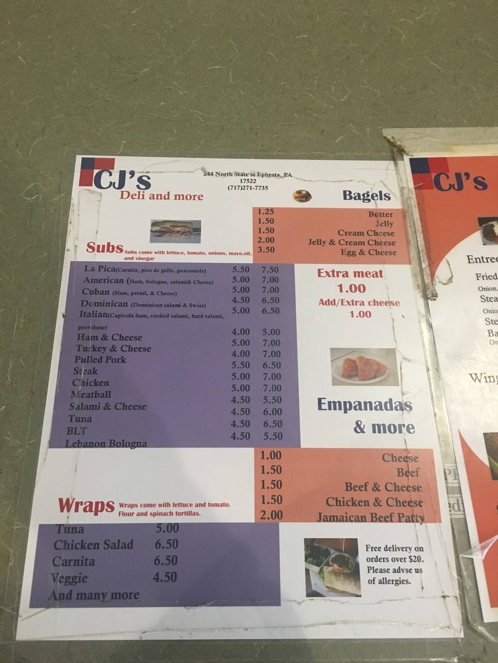 CJs Deli | restaurant | 2232, 244 N State St, Ephrata, PA 17522, USA | 7172717735 OR +1 717-271-7735