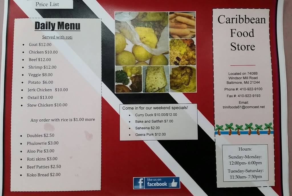 Caribbean Food Store | restaurant | 7408 Windsor Mill Rd, Windsor Mill, MD 21244, USA | 4109229100 OR +1 410-922-9100