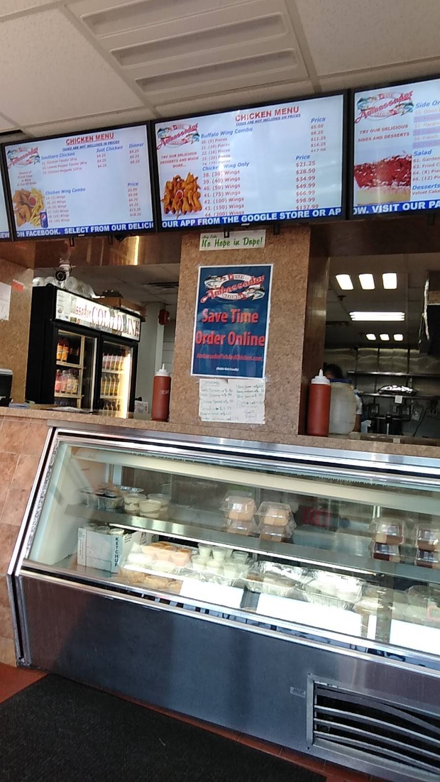 Ambassador Fish & Chicken | meal takeaway | 1316 Springfield Ave, Irvington, NJ 07111, USA | 9733730450 OR +1 973-373-0450