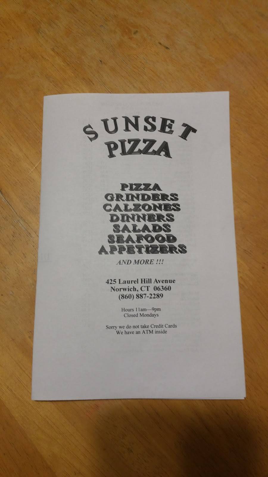 Sunset Pizza | restaurant | 425 Laurel Hill Ave, Norwich, CT 06360, USA | 8608872289 OR +1 860-887-2289