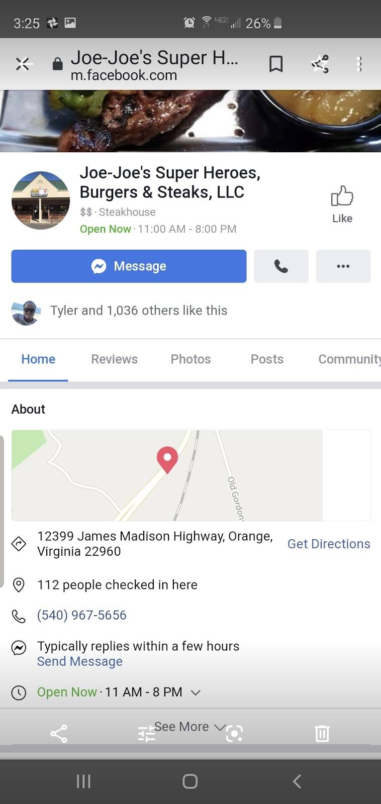 Joe-Joes Super Heroes Burgers &Steaks | restaurant | 12399 James Madison Hwy, Orange, VA 22960, USA | 5409675656 OR +1 540-967-5656