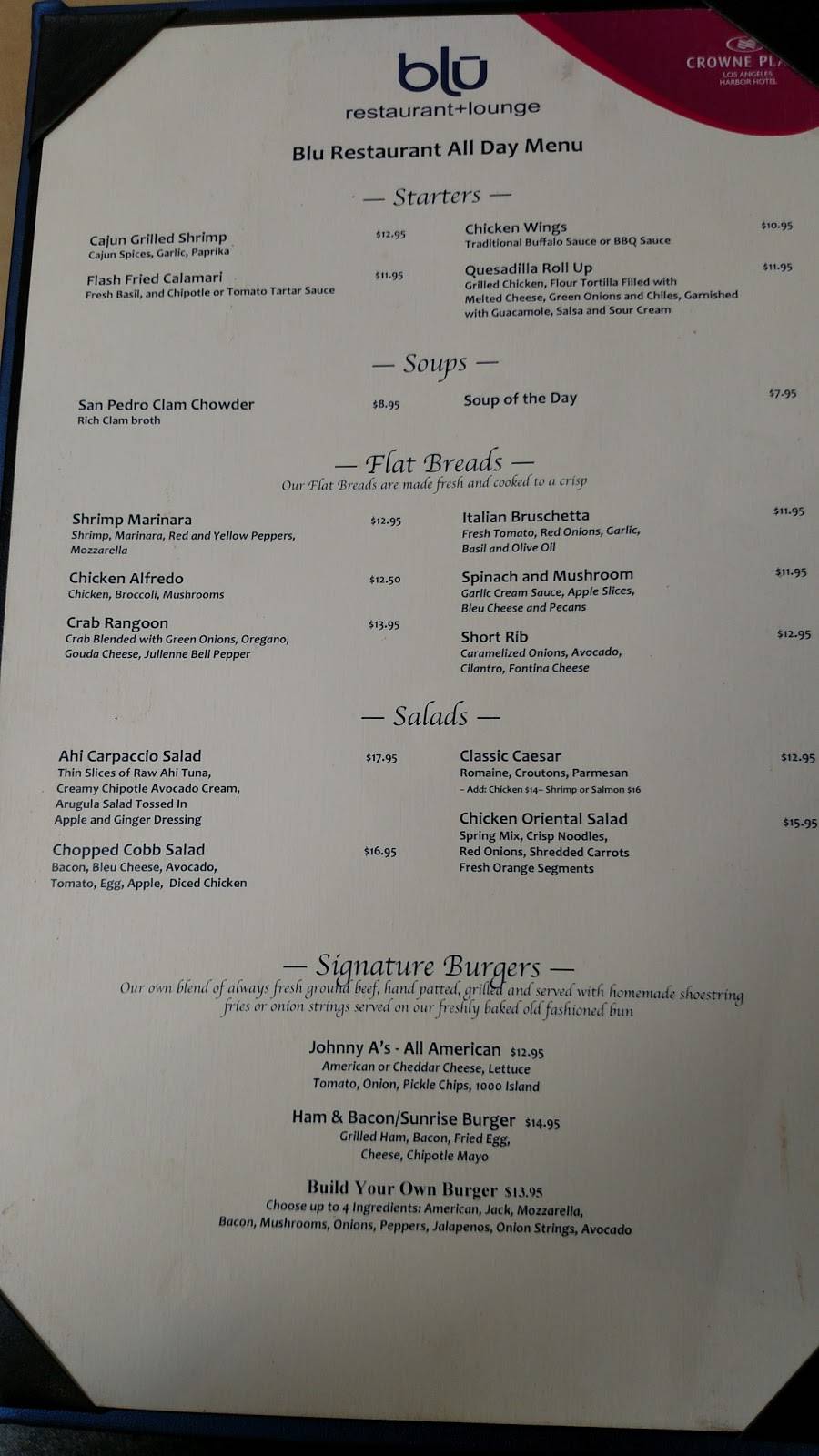 Blu Restaurant & Lounge at Crowne Plaza Los Angeles | restaurant | 601 S Palos Verdes St, San Pedro, CA 90731, USA | 3105218080 OR +1 310-521-8080