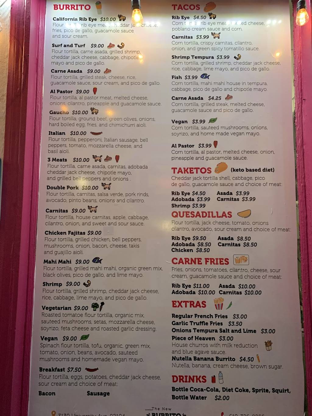 The burrito station | restaurant | 3130 University Ave, San Diego, CA 92104, USA | 6193268256 OR +1 619-326-8256