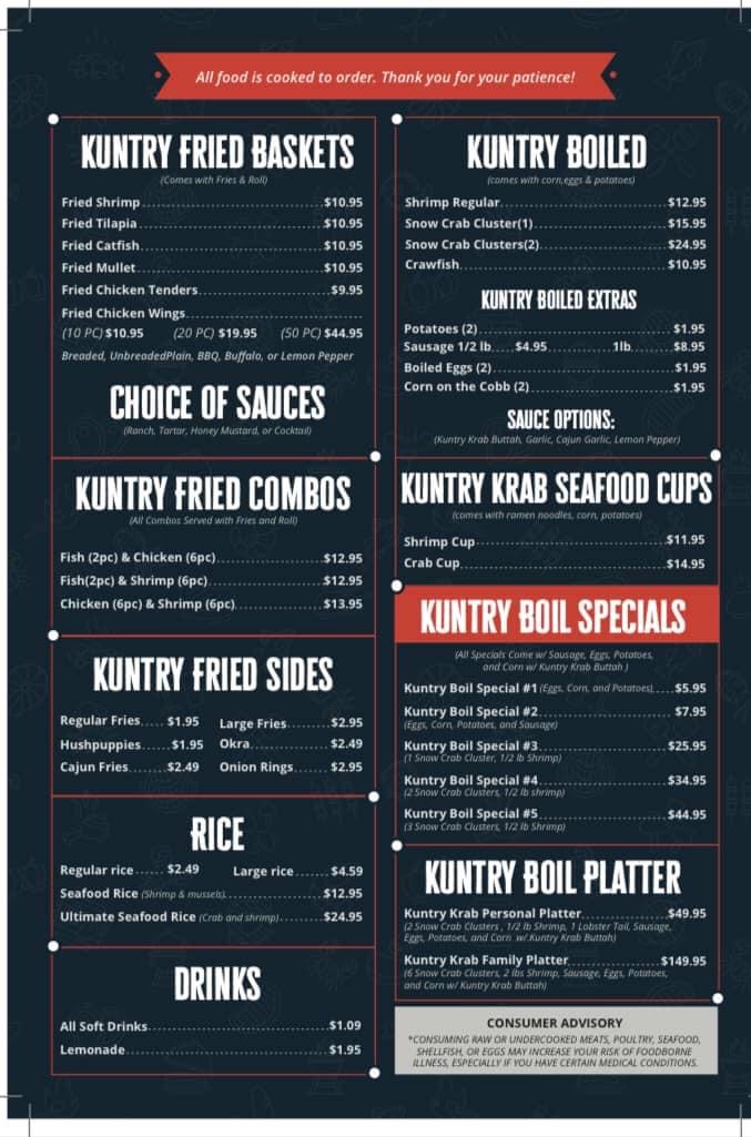 Kuntry Krab | restaurant | 983 N Range St Suite 1, Dothan, AL 36303, USA | 3346851485 OR +1 334-685-1485