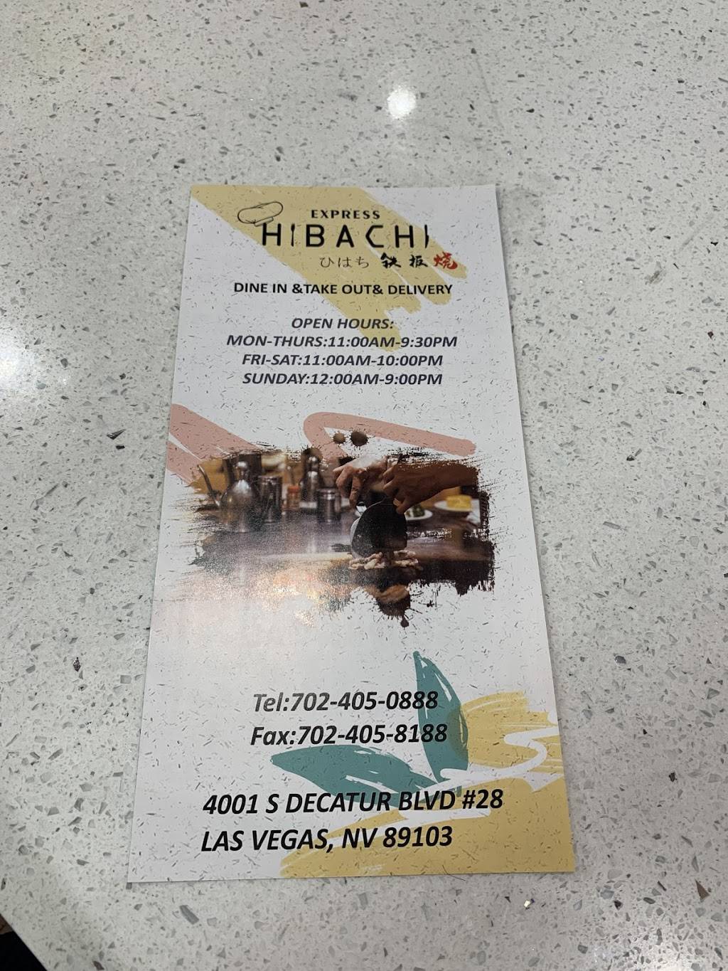 Express Hibachi | restaurant | 4001 S Decatur Blvd #28, Las Vegas, NV 89103, USA | 7024050888 OR +1 702-405-0888