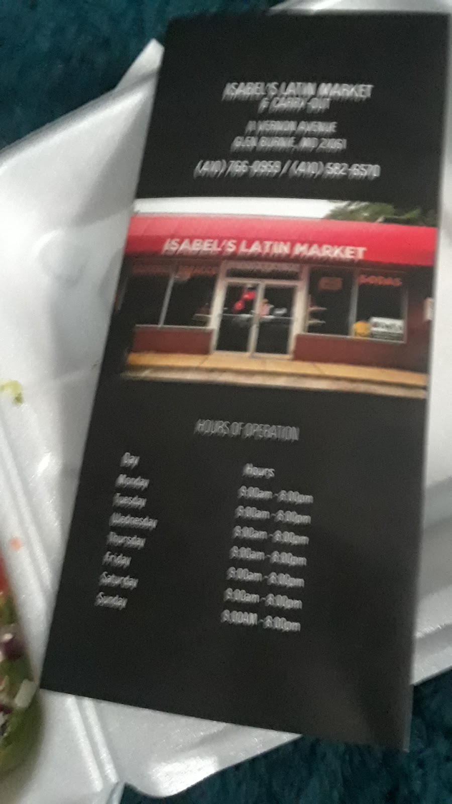 Isabels Latin Market | restaurant | 11 Vernon Ave, Glen Burnie, MD 21061, USA | 4107660959 OR +1 410-766-0959