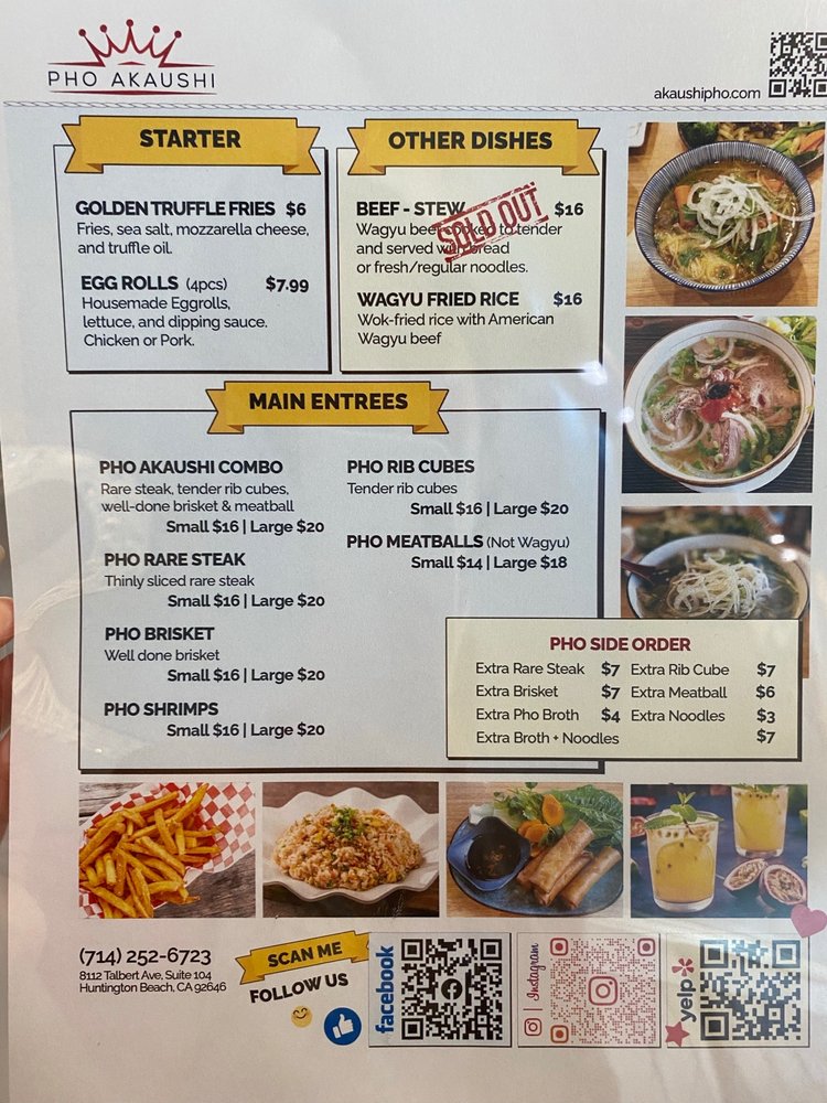 Pho Akaushi | cafe | 8112 Talbert Ave #104, Huntington Beach, CA 92646, United States | 7142526723 OR +1 714-252-6723