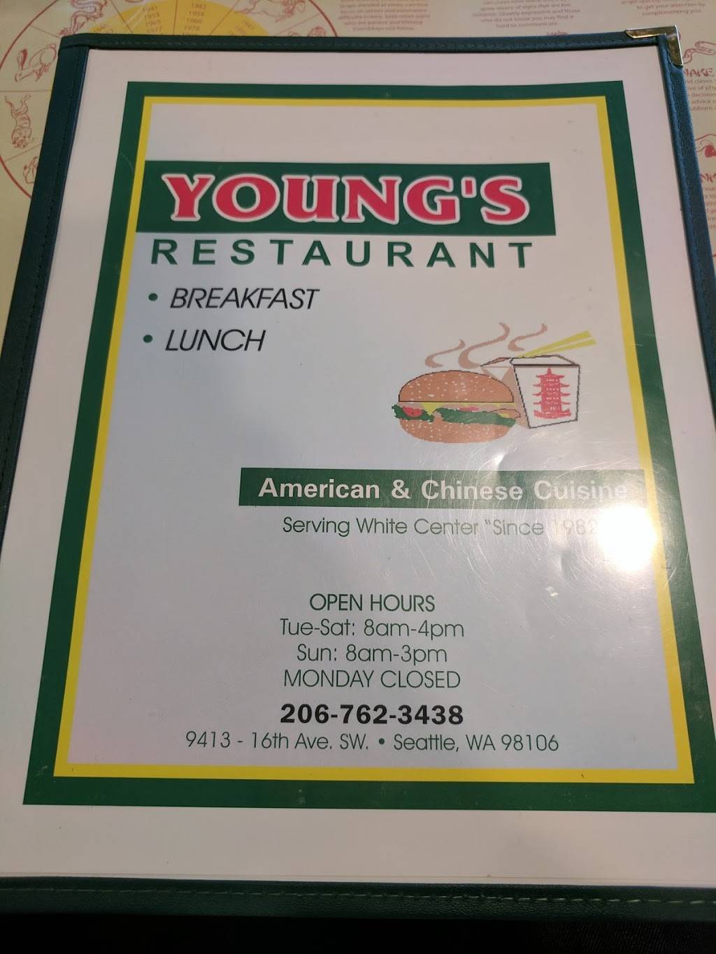 Youngs Restaurant | restaurant | 9413 16th Ave SW, Seattle, WA 98106, USA | 2067623438 OR +1 206-762-3438