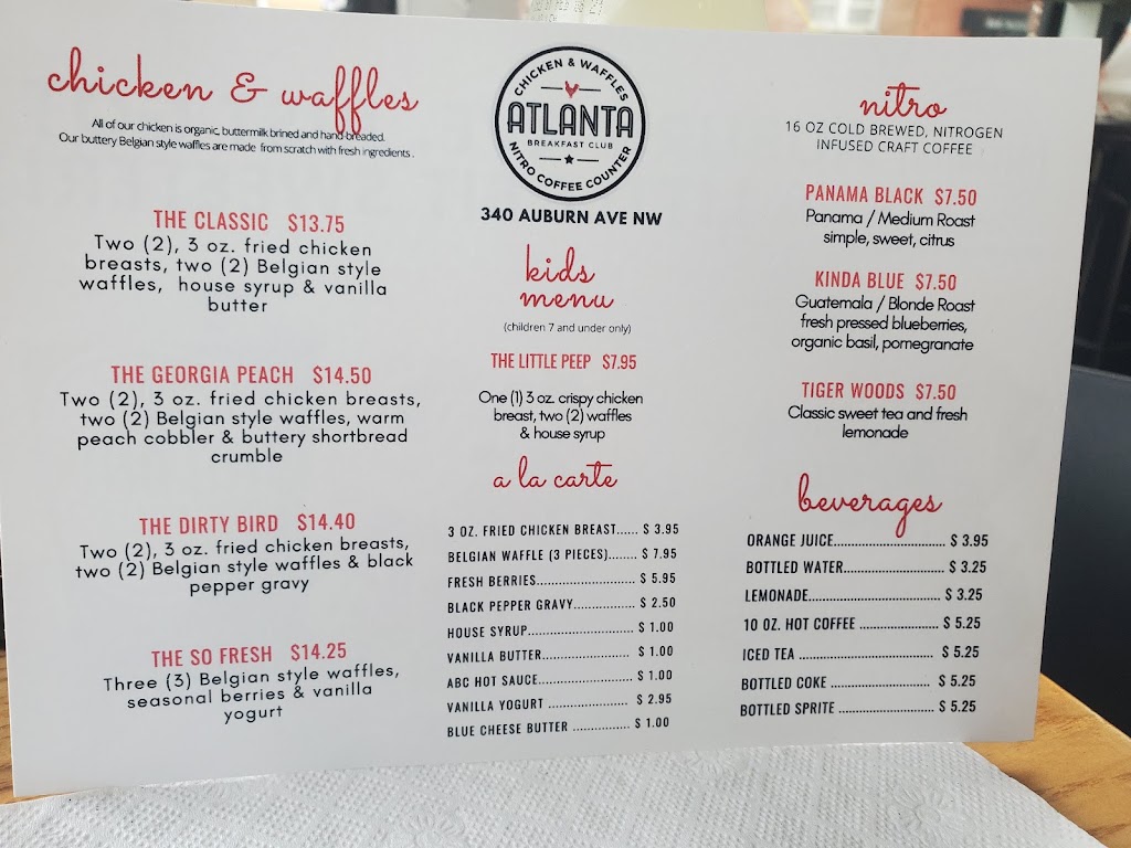 ABC Chicken and Waffles-Nitro Coffee Counter | restaurant | 340 Auburn Ave NE Suite-A, Atlanta, GA 30312, USA | 4044581234 OR +1 404-458-1234